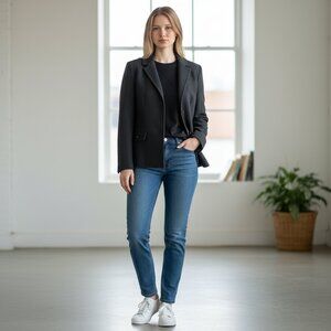 TALBOTS Women's Wool-Blend Tweed Blazer/Jacket Black | Size‎ 8P